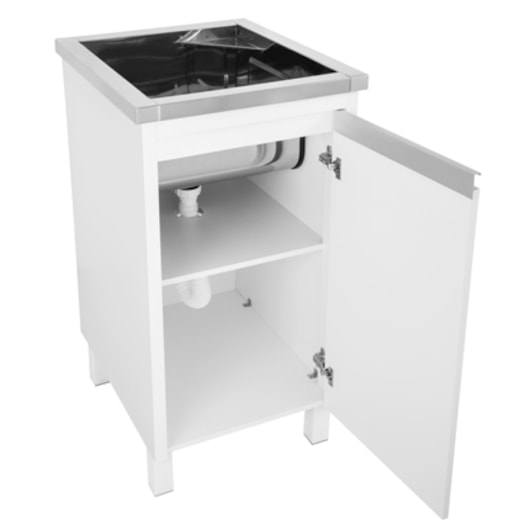 Gabinete Com Tanque Inox Alto Brilho Com Válvula 3,5 Docol 44x51,5x85 cm - Imagem principal - 8dde3f26-8ca0-4e4f-bcd3-1e02d4941109