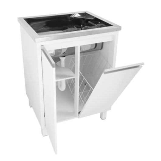 Gabinete Com Tanque Inox Alto Brilho Com Válvula 3,5 Docol 63x51,5x85 cm - Imagem principal - b259b482-f757-4ec8-a00b-e3827a3c3fe2