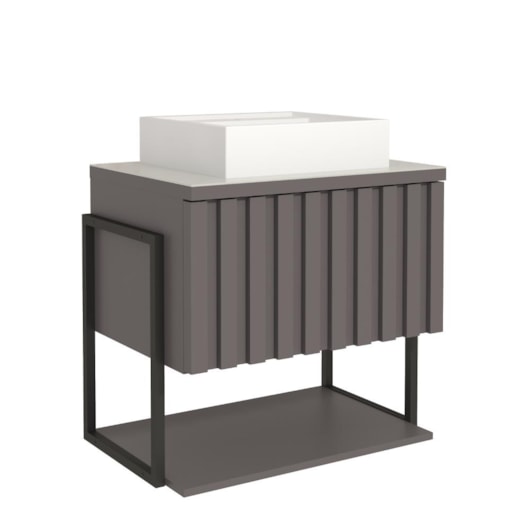 Gabinete Para Banheiro Com Lavatório Frise Metalon Titanium MGM Moveis 60cm - Imagem principal - db99c673-a8ea-4354-823a-9957dea67dc1