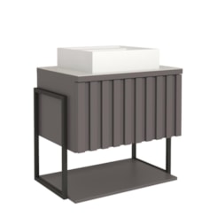 Gabinete Para Banheiro Com Lavatório Frise Metalon Titanium MGM Moveis 60cm