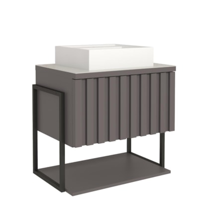 Gabinete Para Banheiro Com Lavatório Frise Metalon Titanium MGM Moveis 60cm