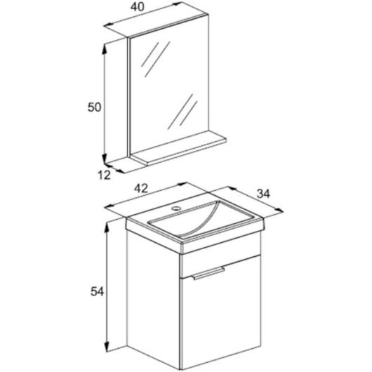 Gabinete Para Banheiro Com Lavatório Integrado De Madeira Like Com Espelho E Prateleira Branco Celite 41x34cm - Imagem principal - 6ce26177-2954-4505-a8c3-cca7720930ae