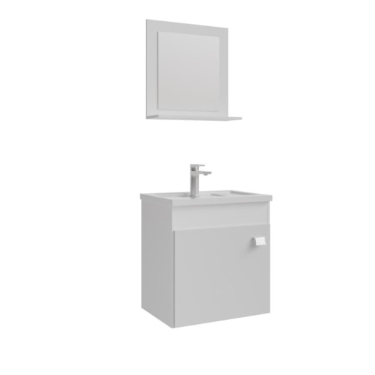 Gabinete Para Banheiro Com Lavatório Iris Branco MGM Moveis 44cm - Imagem principal - 75878669-30e4-46b6-aa28-e3a6bbf8315f