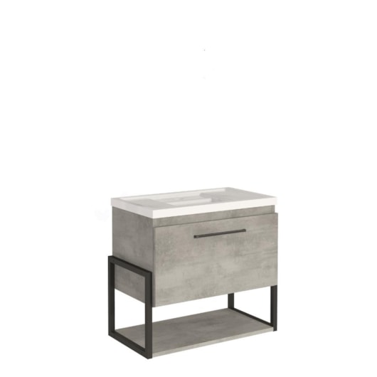 Gabinete Para Banheiro Com Lavatório Metalo MDF Metalon Cimento MGM Móveis 60cm - Imagem principal - b4db2bd5-56c0-4ef2-8bfe-7b65b59bcb91