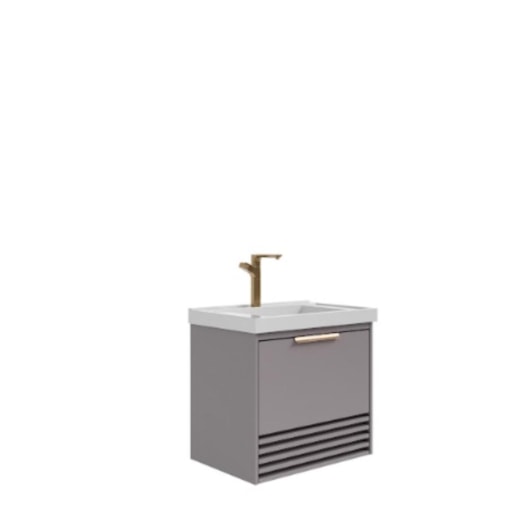 Gabinete Para Banheiro Com Lavatório Paraty Platina MGM Moveis 60cm - Imagem principal - 78fb6562-0b9d-4146-9ccc-28f7e83aa499