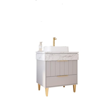 Gabinete Para Banheiro Com Lavatório Riviera Platina Calacata MGM Móveis 70cm