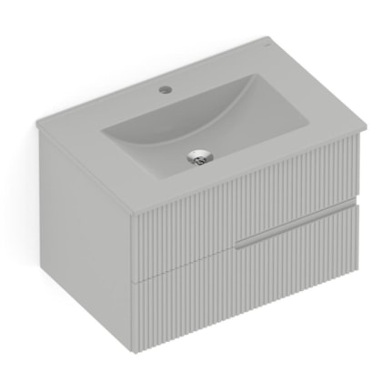 Gabinete Para Banheiro Integrado Com Lavatório 2 Gavetas Cinza Stone Elite Celite 70x47cm