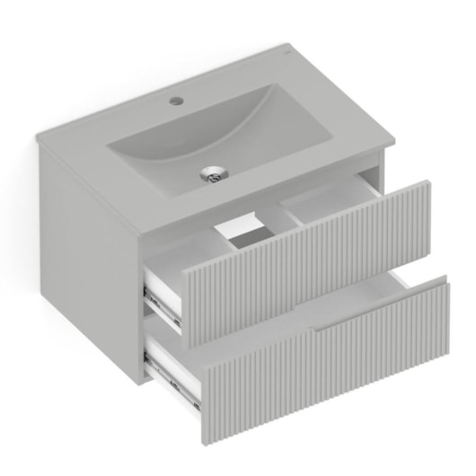 Gabinete Para Banheiro Integrado Com Lavatório 2 Gavetas Cinza Stone Elite Celite 70x47cm - Imagem principal - f4a564cd-16f5-4ff6-995b-3974bc1c849a
