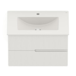 Gabinete Para Banheiro Integrado Com Lavatório 2 Gavetas Elite Beige Celite 70x47cm