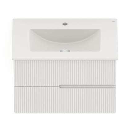 Gabinete Para Banheiro Integrado Com Lavatório 2 Gavetas Elite Beige Celite 70x47cm