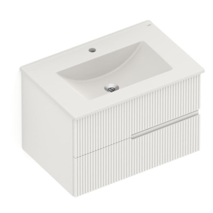 Gabinete Para Banheiro Integrado Com Lavatório 2 Gavetas Elite Beige Celite 70x47cm