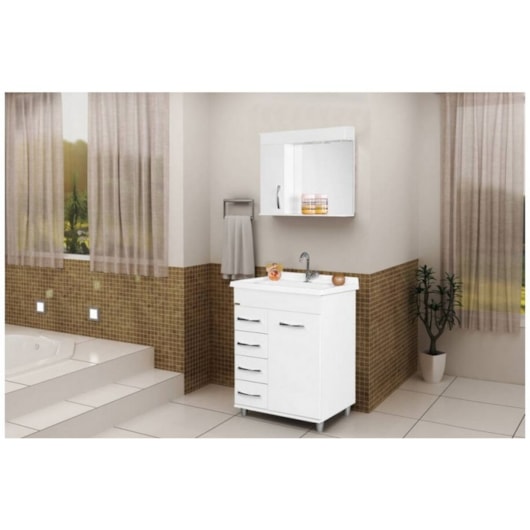 Gabinete Para Banheiro Mônaco 59,5cm Com Pés E 4 Gavetas Branco Rorato - Imagem principal - ff409c18-21db-496b-b538-669dc412d8bc