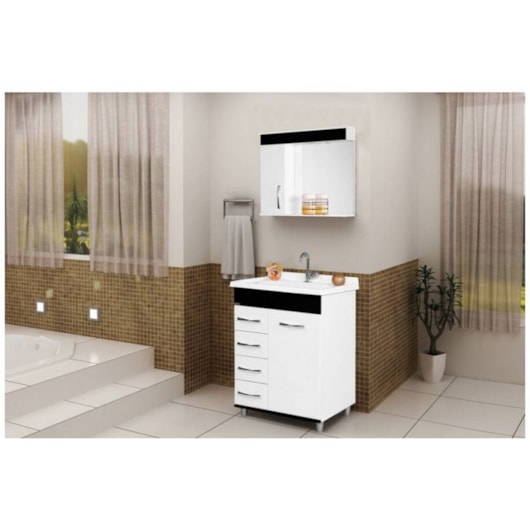 Gabinete Para Banheiro Mônaco 59,5cm Com Pés E 4 Gavetas Preto Rorato - Imagem principal - bb0bf0c0-af14-4acd-b075-cac063a101be