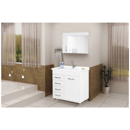 Gabinete Para Banheiro Mônaco 79,5cm Com Pés E 4 Gavetas Branco Rorato
