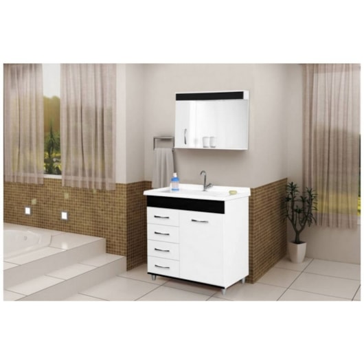 Gabinete Para Banheiro Mônaco 79,5cm Com Pés E 4 Gavetas Preto Rorato - Imagem principal - c9567e5c-2a5c-4c7c-97f1-28d1431728e5
