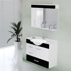 Gabinete Para Banheiro Suspenso De Madeira Viena 79,5cm Com Gavetão 570115 Preto Rorato