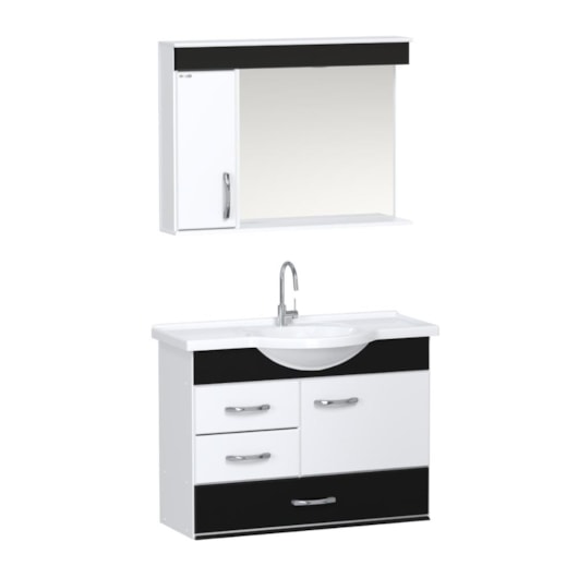 Gabinete Para Banheiro Suspenso Viena 79,5cm Com Gavetão 570115 Preto Rorato - Imagem principal - 90778935-f49e-49db-a8a0-9711e7cbf423