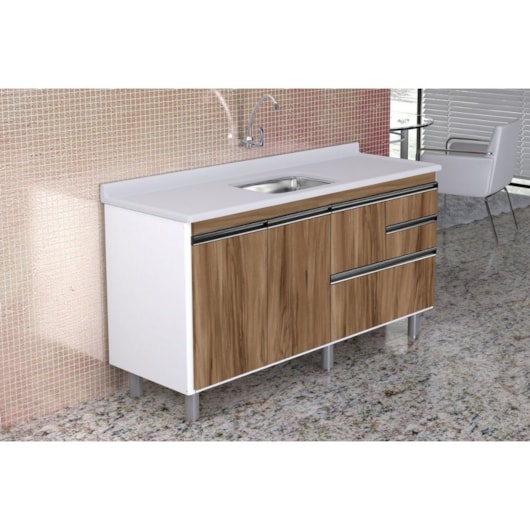 Gabinete Para Cozinha Coliseu 144,2cm 586229 Nogal Rorato - Imagem principal - 98560b1d-33f9-4352-abc3-cdb3e4a158b2