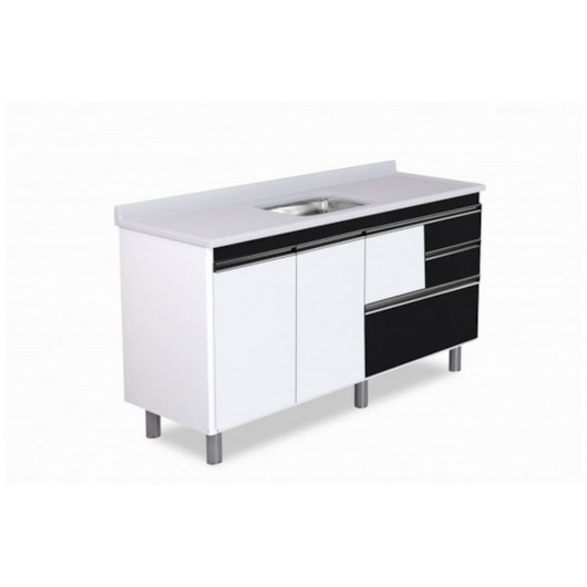 Gabinete Para Cozinha Coliseu 144,2cm 586242 Textura Preta Rorato - Imagem principal - 2169446d-4827-46b1-a5b9-6d053ad2b349