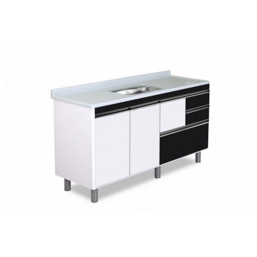 Gabinete Para Cozinha Coliseu 158,7cm 586442 Textura Preta Rorato - Imagem principal - 112d18f9-4689-4e0f-9bce-4530b5b17a01