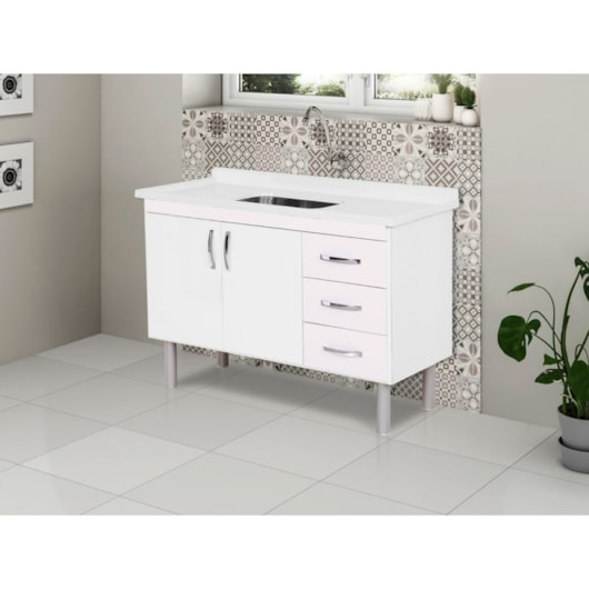 Gabinete Para Cozinha Toquio 116,2cm Branco Rorato - Imagem principal - fd154761-bff1-430b-a32c-993edce99d4b