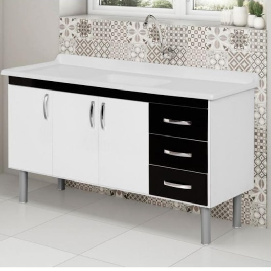 Gabinete Para Cozinha Toquio 144,2cm Preto Rorato - Imagem principal - 9defd9bc-c2aa-4716-b2dc-904915086072