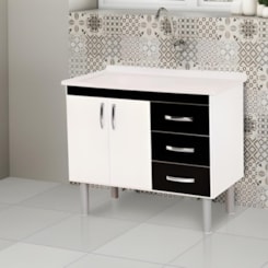 Gabinete Para Cozinha Tóquio 95,2cm Preto Rorato