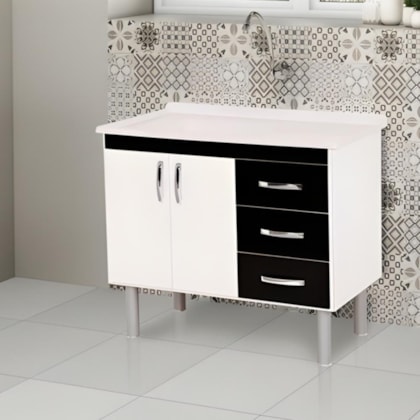 Gabinete Para Cozinha Tóquio 95,2cm Preto Rorato