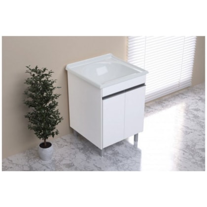 Gabinete Para Lavanderia De Madeira Amélia 61,5x61cm Com Tanque 598009 Gelo Rorato