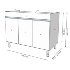 Gabinete Para Lavanderia De Madeira Amélia Com Tanque Gelo Rorato 110x55cm 