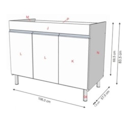 Gabinete Para Lavanderia De Madeira Amélia Com Tanque Gelo Rorato 110x55cm