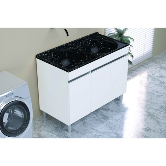 Gabinete Para Lavanderia De Madeira Amélia Com Tanque Pedra Escura Rorato 110x55cm - Imagem principal - 21dd2fc4-1ecf-4cd9-8be8-006d788ce2f1