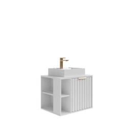 Gabinete Pra Banheiro Com Lavatório Noruega Branco MGM Móveis 60cm