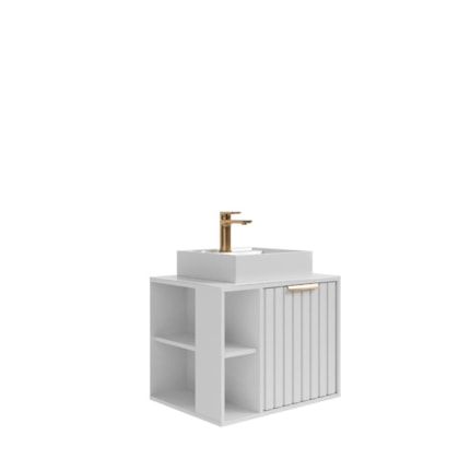 Gabinete Pra Banheiro Com Lavatório Noruega Branco MGM Móveis 60cm