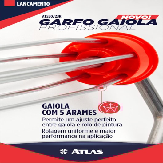 Garfo Gaiola Para Pintura 5 Arames Atlas 23cm - Imagem principal - 0b32a7db-3bf1-4f57-9be5-5e1bb58585cb