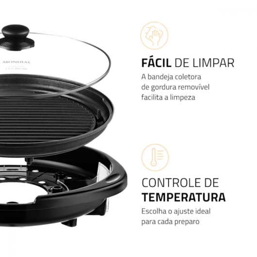 Grill Redondo Cook&Grill 40G0 Preto Mondial 127V 1270W - Imagem principal - cf713495-1733-4b00-9f10-925e033abea2