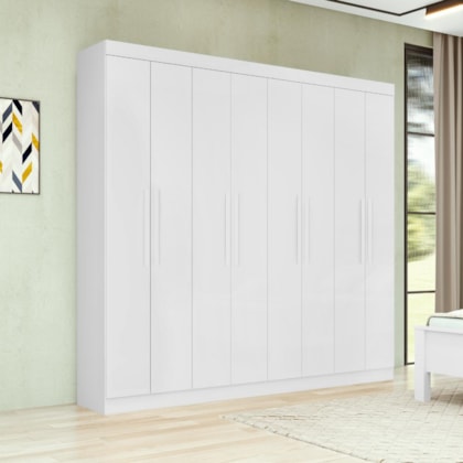 Guarda Roupa 4 Gavetas 8 Portas Andara Branco Lopas
