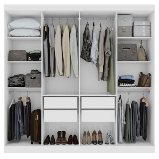 Guarda Roupa 4 Gavetas 8 Portas Andara Branco Lopas - Imagem principal - 634215a8-627b-42a5-bfe3-b083c222d0ca