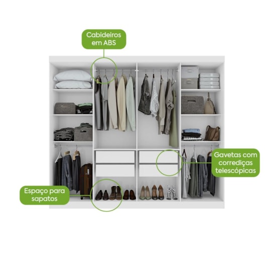 Guarda Roupa 4 Gavetas 8 Portas Andara Branco Lopas - Imagem principal - c49bed8a-3714-4582-a646-b31a4fac41d5