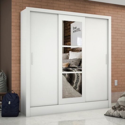 Guarda Roupa Casal 3 Portas Com Espelho Barcelona Branco Carioca Móveis - Imagem principal - a816975c-03a5-43ae-b72f-f07b78f03e38