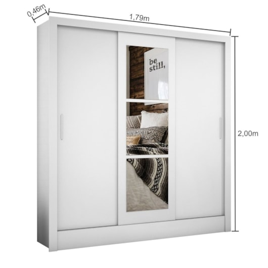 Guarda Roupa Casal 3 Portas Com Espelho Barcelona Branco Carioca Móveis - Imagem principal - a94c27b8-48a8-4ebf-a8ac-6e9e255de5c9