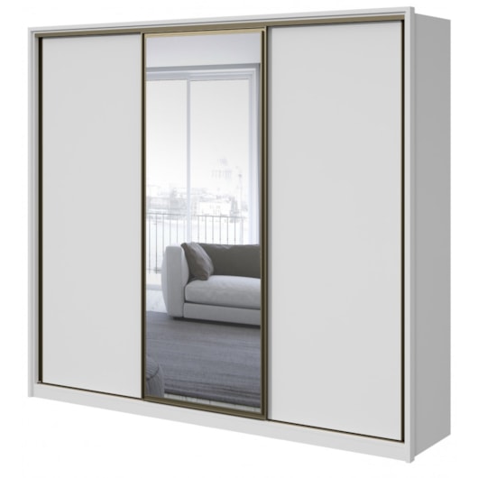 Guarda Roupa Casal Com Espelho 3 Portas 6 Gavetas Spazio Glass Branco Lopas - Imagem principal - e456dc9d-fb3b-471d-86ce-3dbf44e9cecd