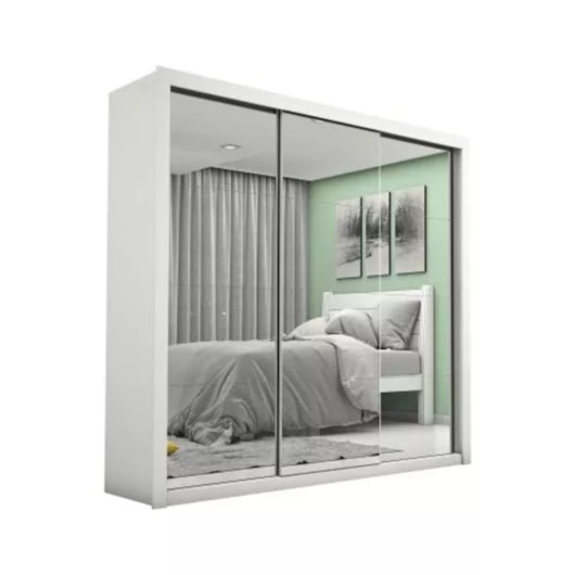 Guarda Roupa Melissa Super Glass 3 Portas De Correr Com Espelho Branco Carioca Móveis - Imagem principal - b6c2983d-5d04-4c2c-922f-78d194a3647f