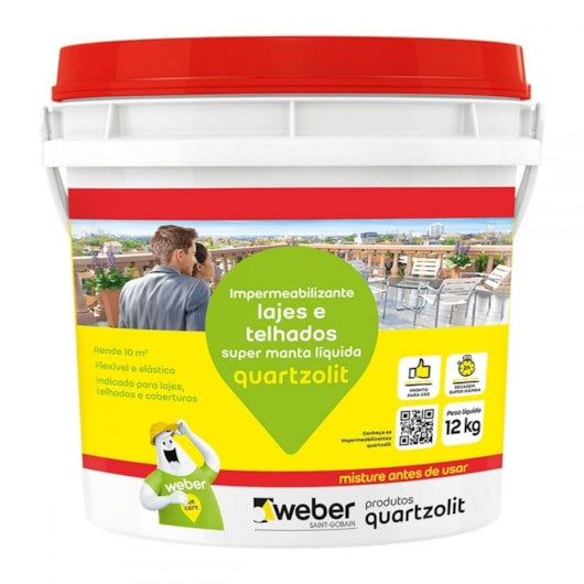 Impermeabilizante Super Manta Líquida Branco 12Kg Quartzolit - Imagem principal - f4768702-0bb2-4618-b464-052faccee446