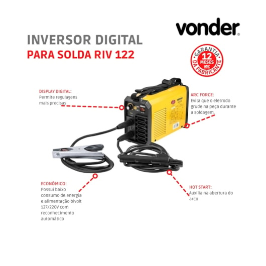 Inversor Digital Para Solda RIV 122 Bivolt Vonder                                                             - Imagem principal - 4226a3a8-1a5f-410c-9f91-90678ebf846e