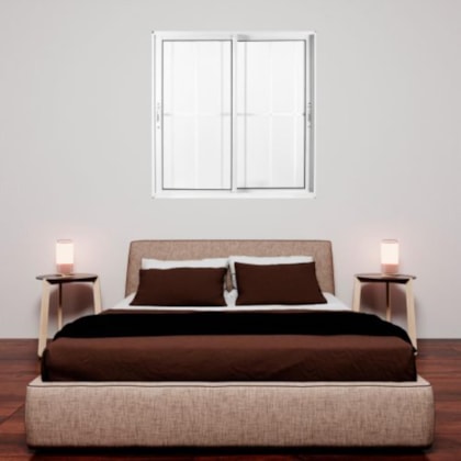 Janela De Alumínio 2 folhas Com Vidro Liso E Grade Soft Branco MGM 100x120cm