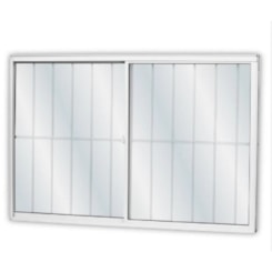 Janela De Correr Alumínio 2 Folhas Grade Vidro Liso Branco 120x150cm MGM