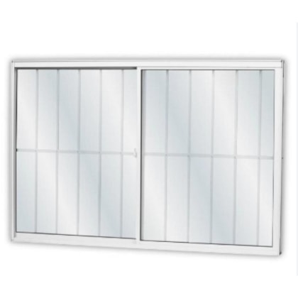 Janela De Correr Alumínio 2 Folhas Grade Vidro Liso Branco 120x150cm MGM
