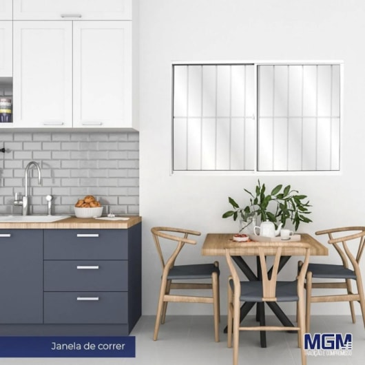 Janela De Correr Alumínio 2 Folhas Grade Vidro Liso Branco MGM 120x150cm - Imagem principal - 55200daa-82b6-4c5e-825c-2e520036d7c4