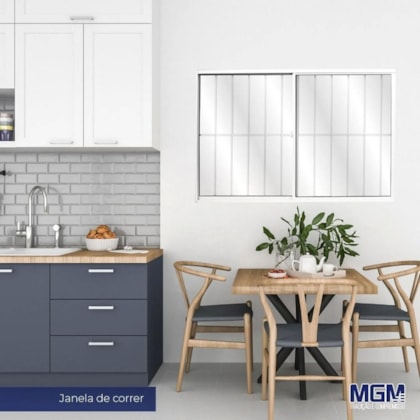 Janela De Correr Alumínio 2 Folhas Grade Vidro Liso Branco MGM 120x150cm